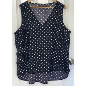 Lane Bryant Women’s Sleeveless Blouse Black & White Polka Dot Top Size 20 Hi-low